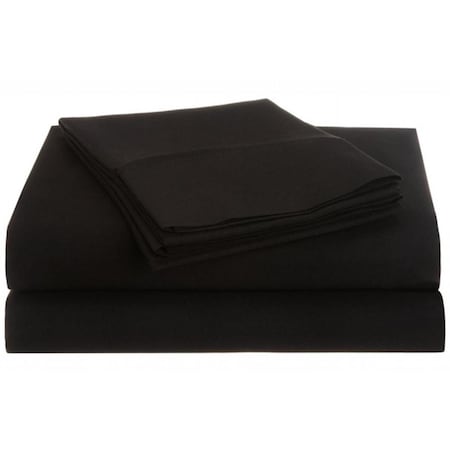 Vanessa Collection Microfiber Queen Sheet Set Solid Black MF1500QNSH SLBK